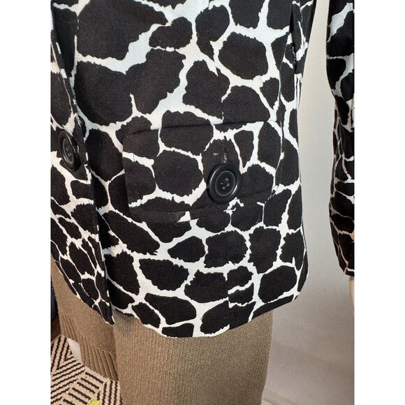 Vintage 90s Elementz Black & White Giraffe Print Double-Breasted Jacket Medium - Picture 4 of 16